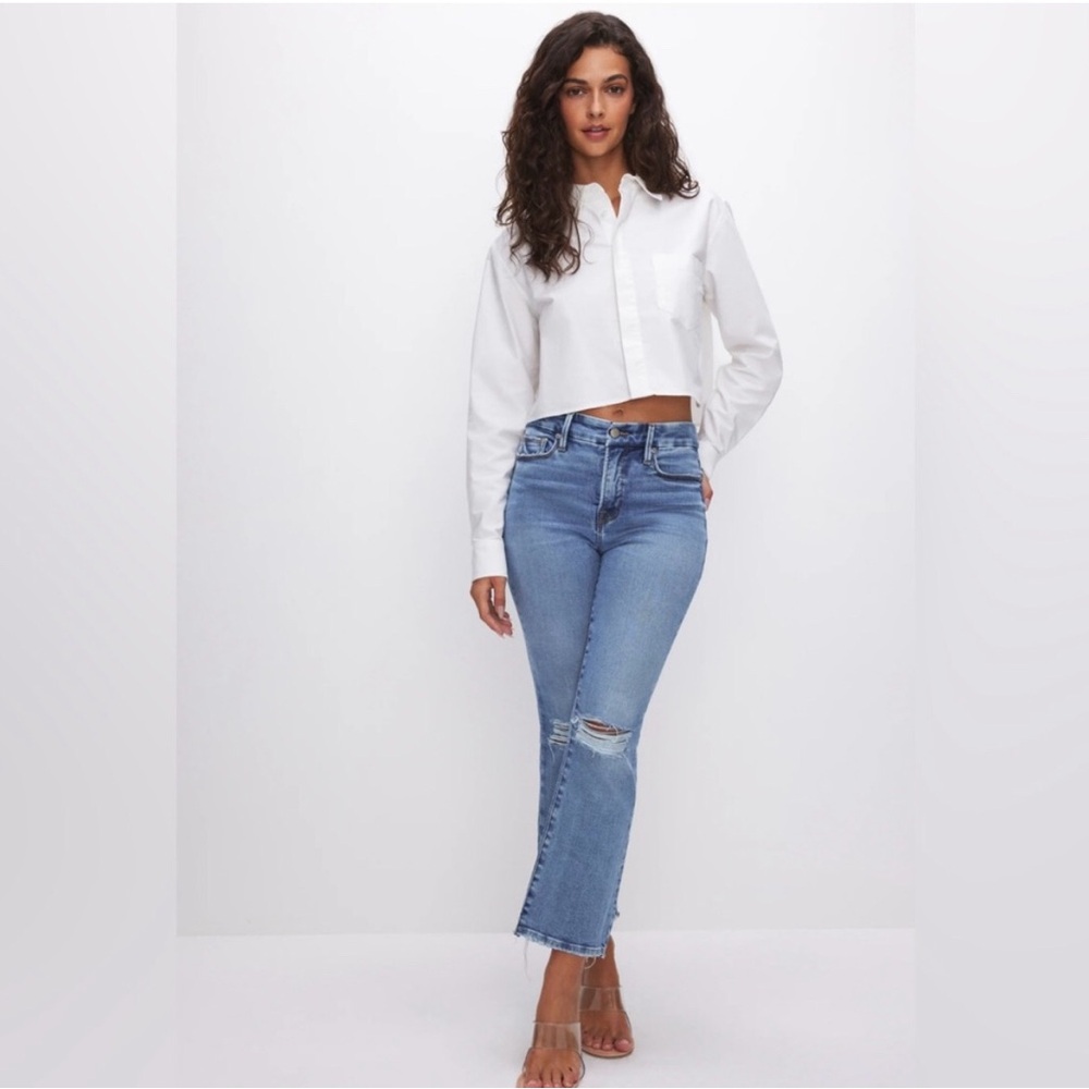 Good American Light Blue H.R.Crop Boot Jeans 0/25